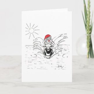 Tomten på en JetSki Helgkort