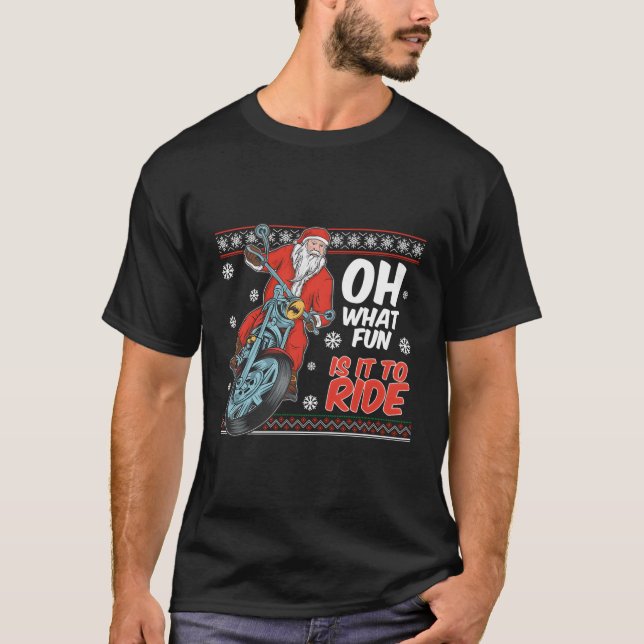 Tomten på en motorcykel för jul t shirt (Framsida)