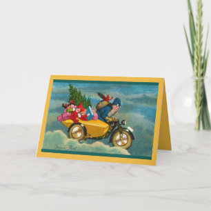 Tomten på en scooter helgkort