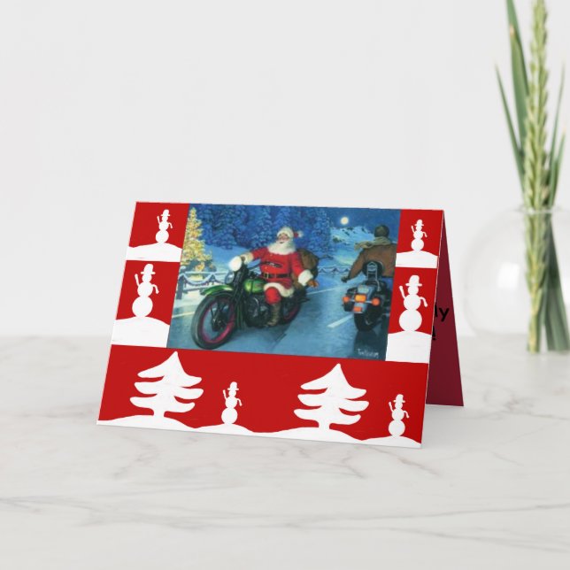 Tomten på ett Harley-julkort Helgkort (Framsida)