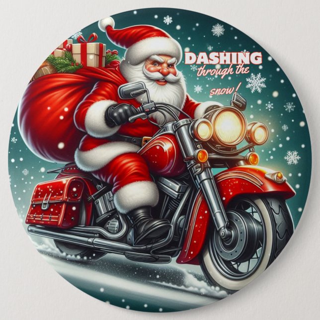 Tomten på motorcykel knapp (Framsida)