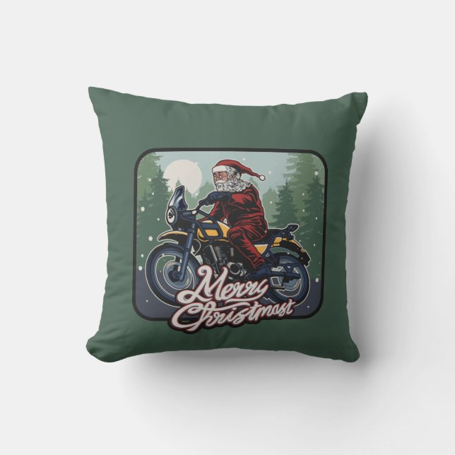 Tomten på motorcykel kudde (Framsida)