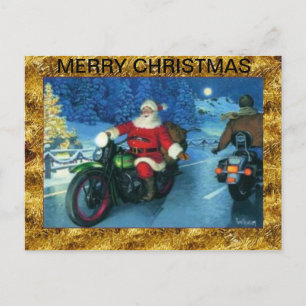 Tomten på motorcykelns julkort helg vykort