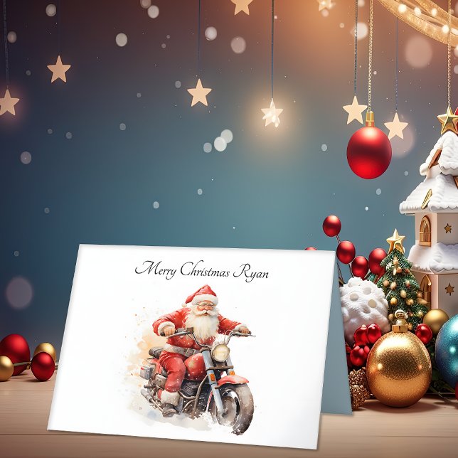 Tomten på motorcykelns julkort tack kort (Skapare uppladdad)