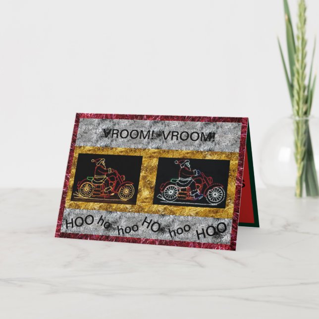 Tomten på motorcyklar - julkort kort (Framsida)