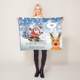 Tomten på skateboard lustiga renar i vintern fleecefilt