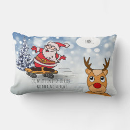 Tomten på skateboard lustiga renar i vintern lumbarkudde
