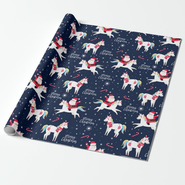 Tomten på Unicorn Wrapping Papper Presentpapper (Utrullad)