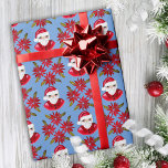 Tomten Poinsettia Traditional Blue Red-jul Presentpapper<br><div class="desc">Denna roligt och festliga utformning har en hand plockade Jultomten och en poinsettia i klassisk röd och blå färg för den mysiga,  traditionella helgdag med en antydan om stollig. Originalkonst av Malissa Melrose.</div>