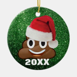 Tomten Poop Emoji med jultomten prydnad Julgransprydnad Keramik