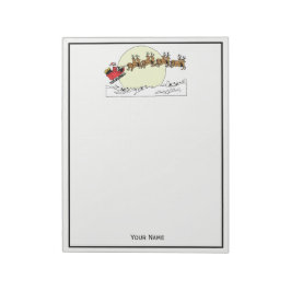 Tomten Reindeer över Snö täckte staden Lt Måne Anteckningsblock