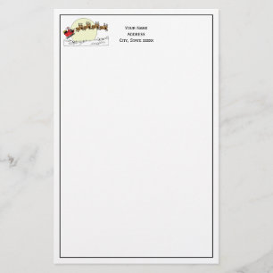 Tomten Reindeer över Snö täckte staden Lt Måne Brevpapper