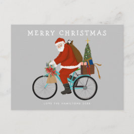 Tomten Riding a Bicycle Anpassningsbar Färg Helg Vykort