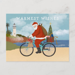 Tomten Riding a Bicycle Summer Helgdag Helg Vykort