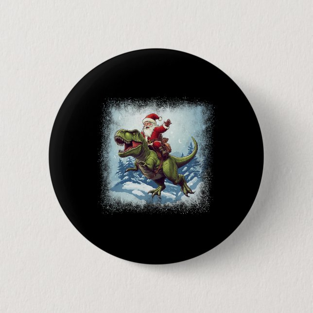 Tomten Riding A Dinosaur T-rex Funny jul Knapp (Framsida)