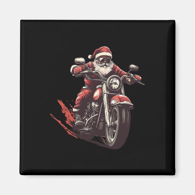Tomten Riding A Motorcycle Biker Älskare X Magnet (Framsidan)