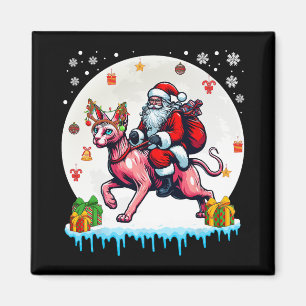 Tomten Riding Reindeer Sphynx Cat julägare K Magnet