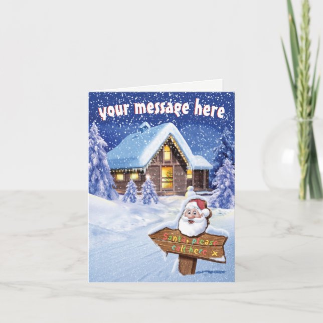 "Tomten, ring här" julkortsdesign Helgkort (Framsida)