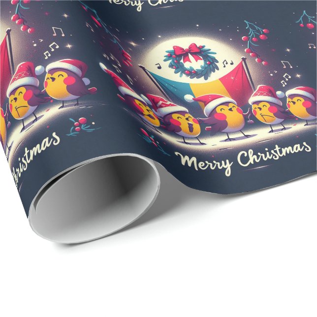 Tomten Robins som håller i den rumänska Flagga-kyl Presentpapper (Rullad Hörn)