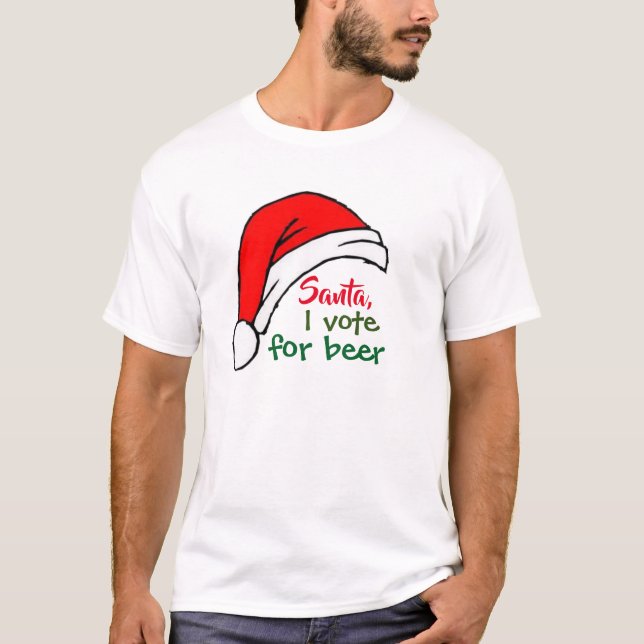 Tomten röstar om öl, roligt jultomte t shirt (Framsida)