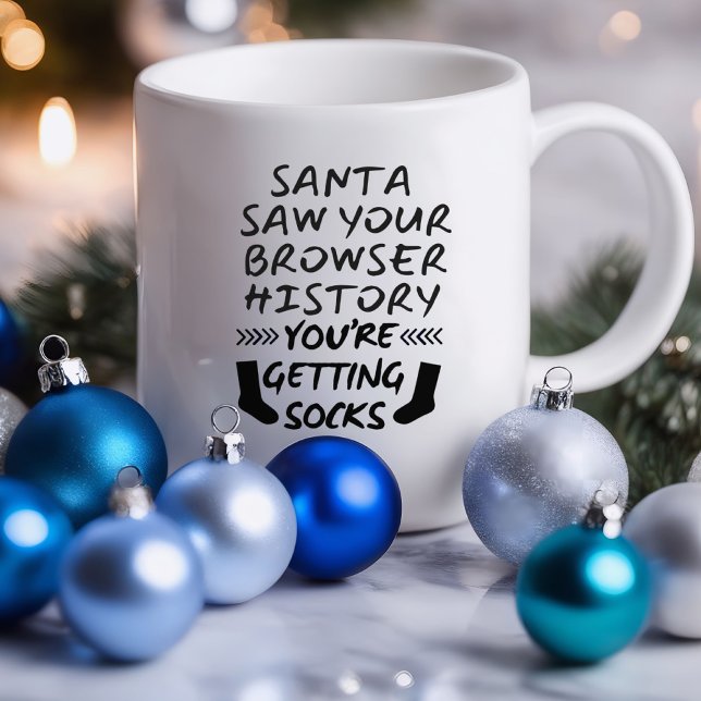 Tomten Såg Din Webbläsare Roligt | Sarksatisk Mugg (Santa saw your browser history. You're Getting Socks Funny Mug)