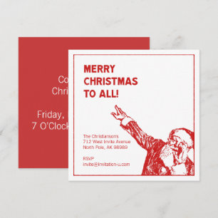 Tomten säger: "God jul till alla!" Party Inbjudningar