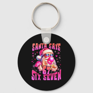 Tomten säger sex sju 6 7 Meme Tomte rosa bubbla Ch Nyckelring