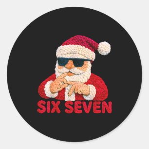 Tomten säger Six Seven - 6 7 Meme Latch Hook Garn Runt Klistermärke
