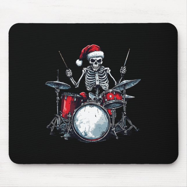 Tomten Skeleton Spelar Drum Percussionist Drummer Musmatta (Framsidan)