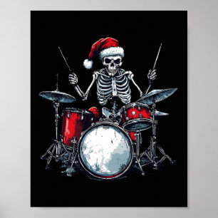 Tomten Skeleton Spelar Drum Percussionist Drummer Poster