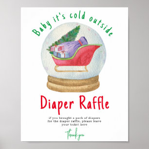 Tomten sled - Diaper Raffle-spel Poster