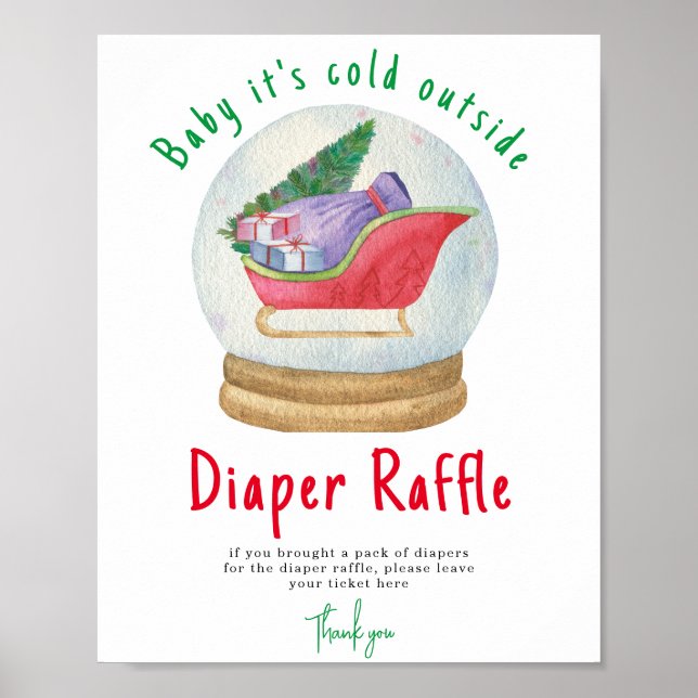 Tomten sled - Diaper Raffle-spel Poster (Framsidan)