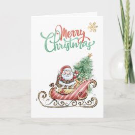 Tomten Sleigh-Julgran-registrerat gratulationskort Kort