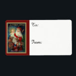 Tomten som håller Baby Jesus Fraktsedel<br><div class="desc">Vackert vintage bild i Jultomten med leksak som håller Baby Jesus i arm.</div>