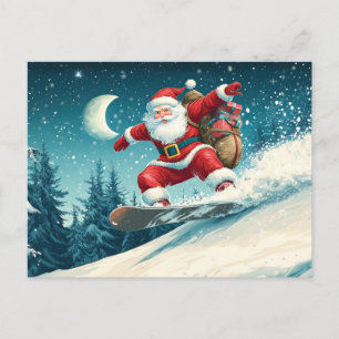 Tomten som levererar Julklapp på en snöskiva Helg Vykort