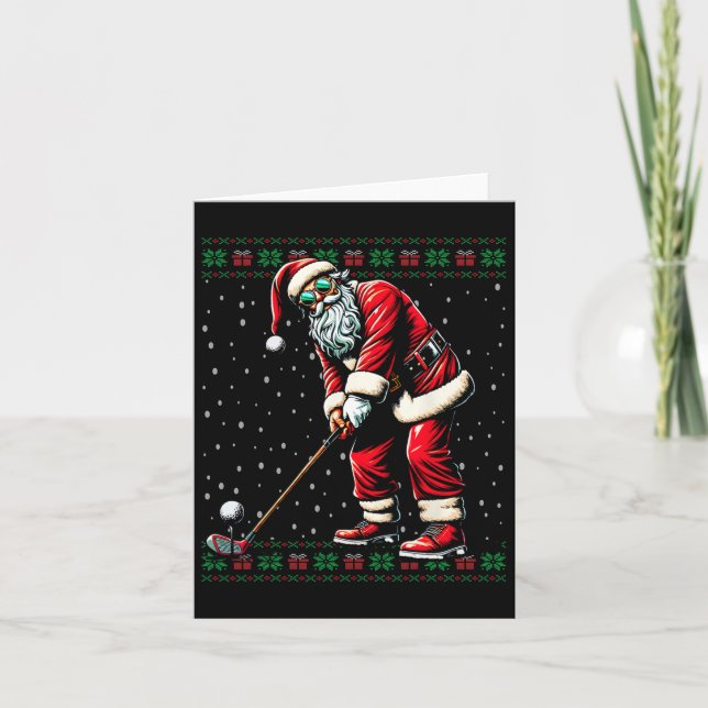 Tomten spelar Golf Ugly jul Sweater Kort (Framsida)