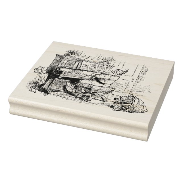 Tomten spelar Piano-julmorgon Stämpel (Stämpel)