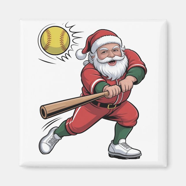Tomten spelar Softball-julspelarsport Magnet (Framsidan)