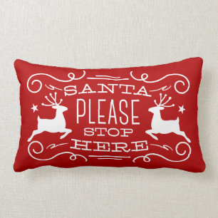 Tomten stannar här, röd lumbarkudde