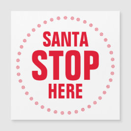 Tomten stannar här rött och vit söt magnet