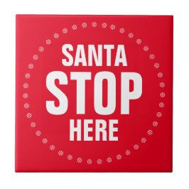 Tomten stannar här rött och vitt sött kakelplatta