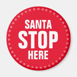 Tomten stannar här rött och vitt sött magnet