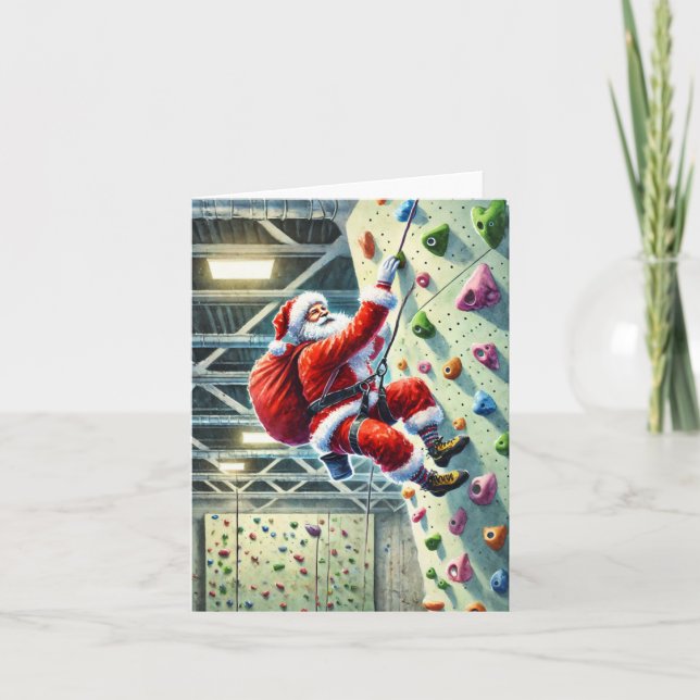 Tomten Sten klättrar i jultomten Helgkort (Framsida)