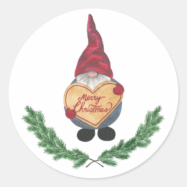 Tomten Sticker Runt Klistermärke (Framsida)