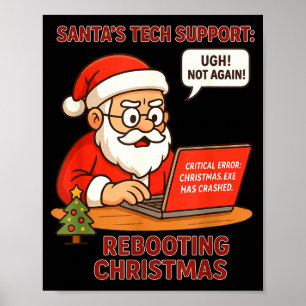 Tomten Support s Omstart Humor Teknik Dator Leende Poster