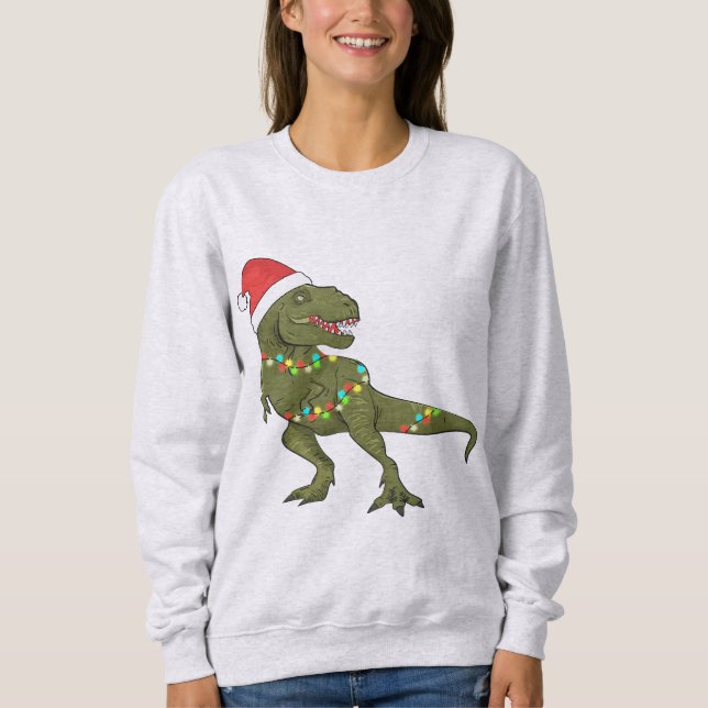 Tomten T-Rex Dinosaur julafton Julafton Jumper swe T Shirt (Framsida)