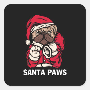 Tomten Tass jul - engelska bulldog Gift Ideas Fyrkantigt Klistermärke
