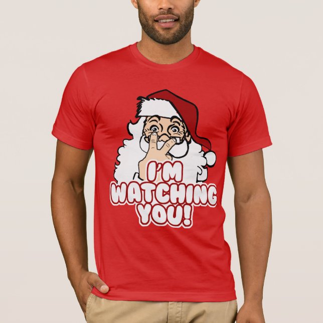 Tomten tittar på den fina julen tee shirt (Framsida)