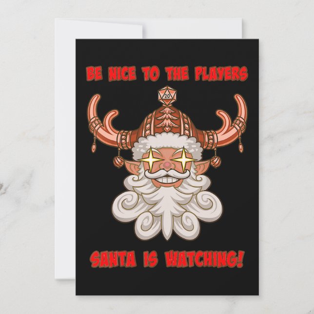 Tomten tittar på Helgdag Tabletop Inbjudningar (Framsida)