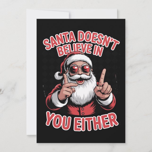 Tomten tror inte på dig heller jul jol julkort (Framsida)